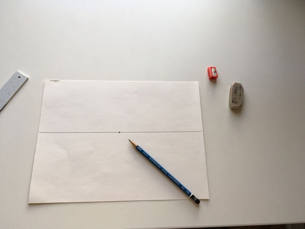 Make your vanishing point in the middle of your paper.