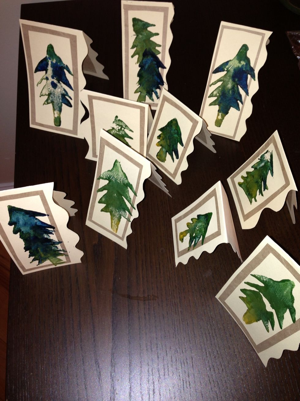 Makes 8-10 cards depending on if you cut sheet into 3rds or quarters; I did two sheets of 3rds and one sheet in quarters to make 4 smaller cards