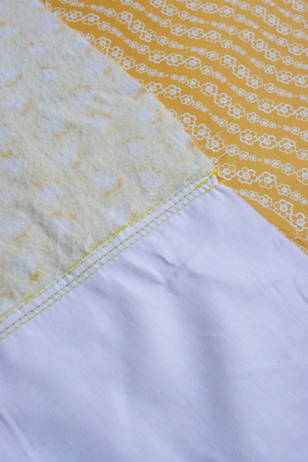 Making fabric cover for the album! I sewed two different fabrics together.