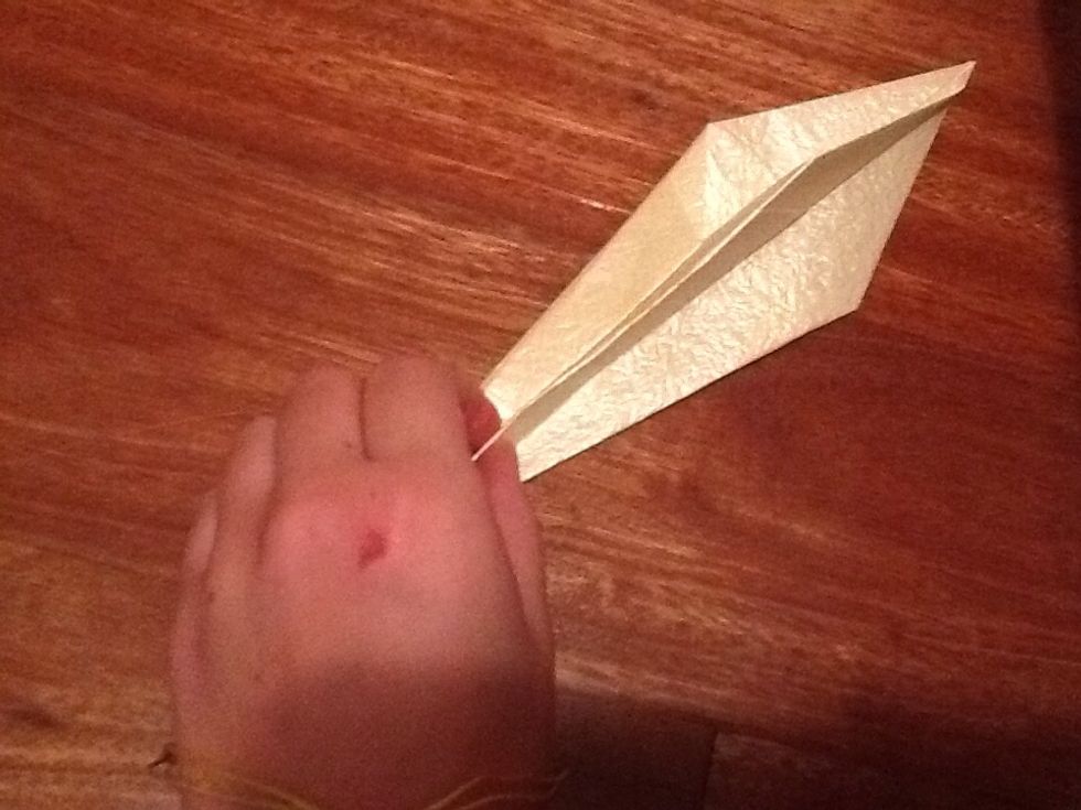 Making sure the sides are still folded into the middle like the previous steps, fold the flap from one side to another, flip and repeat on the other side