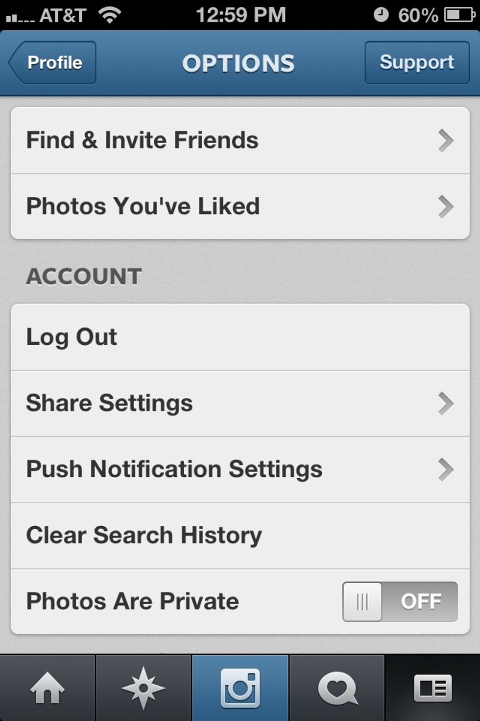MANAGE SETTINGS: Find friends, link your Facebook and twitter, privacy and more.