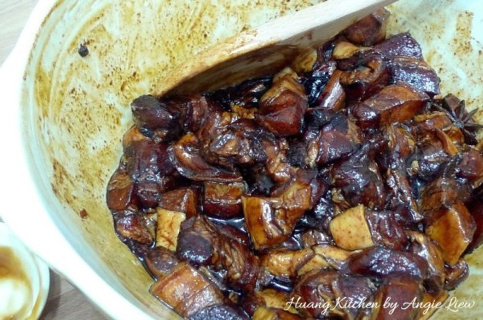 Marinade the pork belly and keep it refrigerated overnight. This will make the meat taste more flavourful.