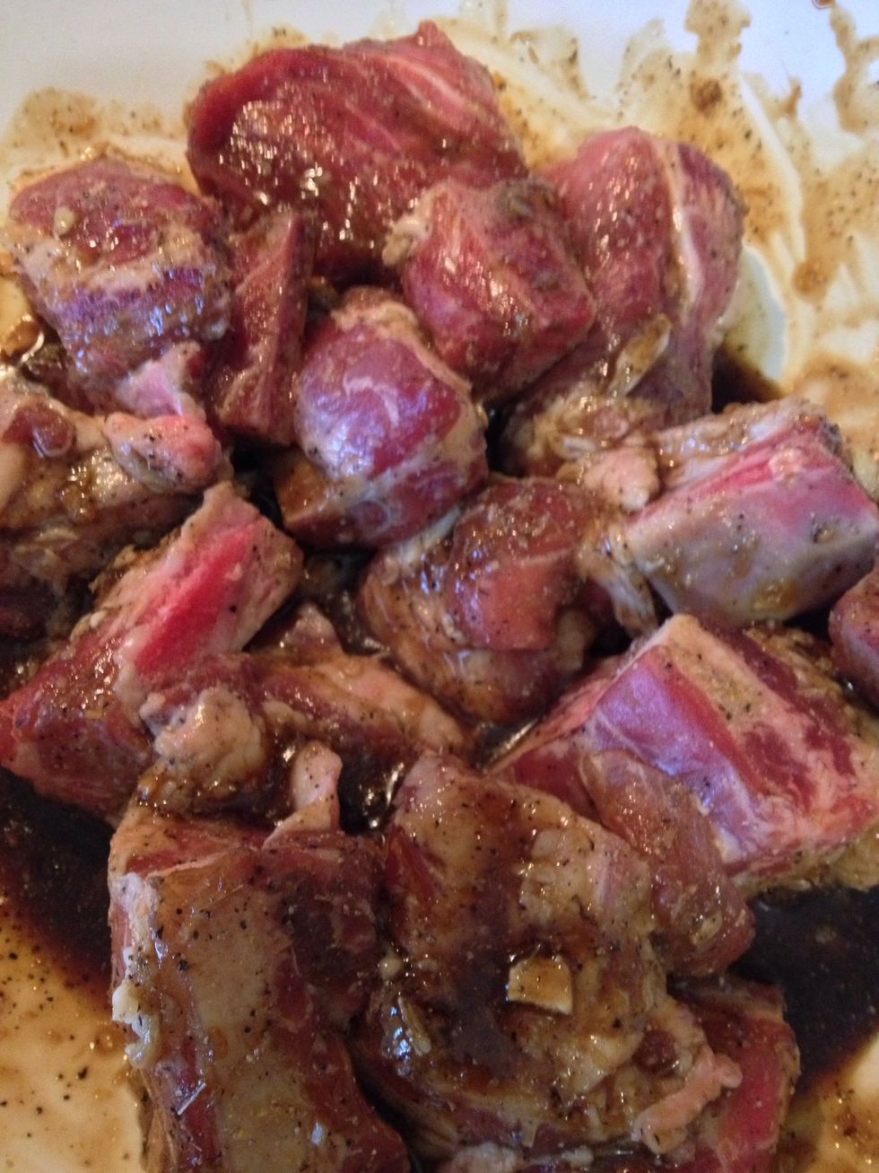 Marinade the pork ribs. Tips: I let this sit over night in the refrigerator.
