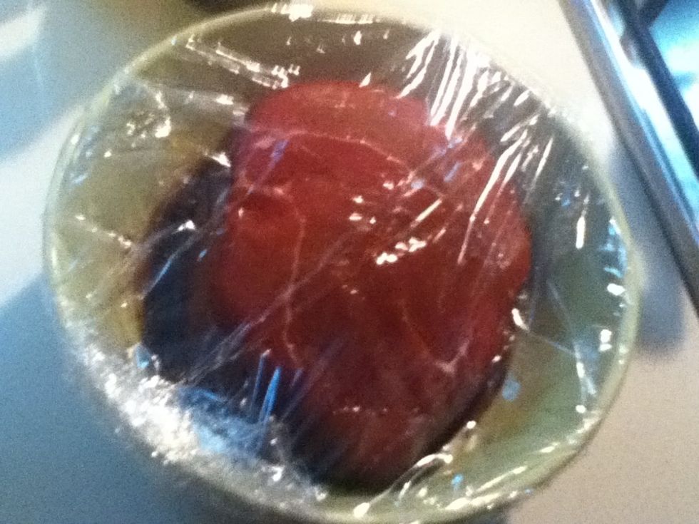 Marinade the whole piece of sirloin overnight in the Sashimi sauce an nothing else