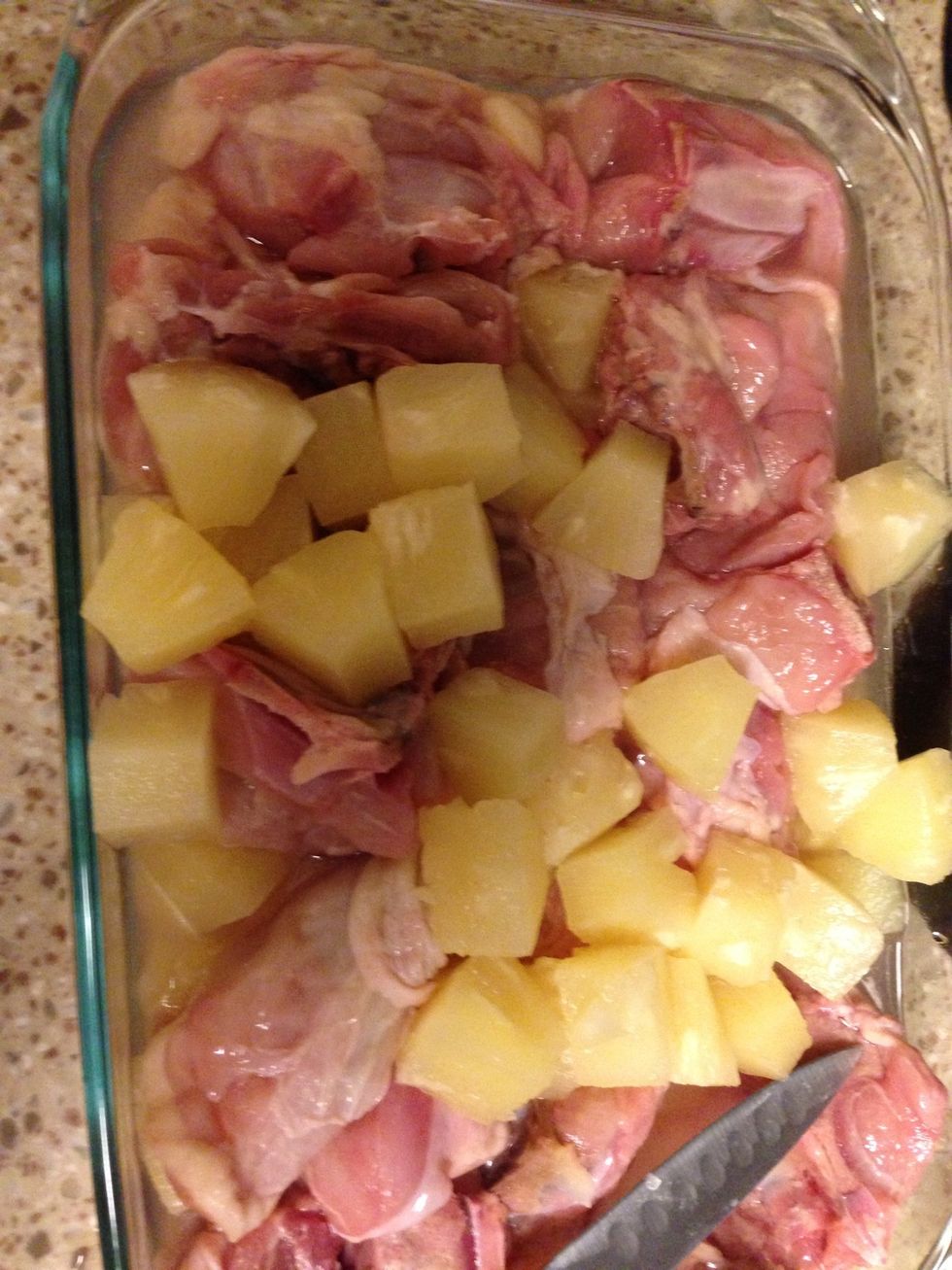Marinate chicken and pineapple