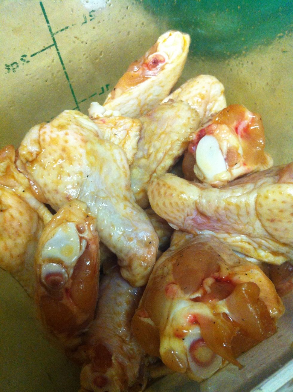Marinate chicken wings for 30 minutes....