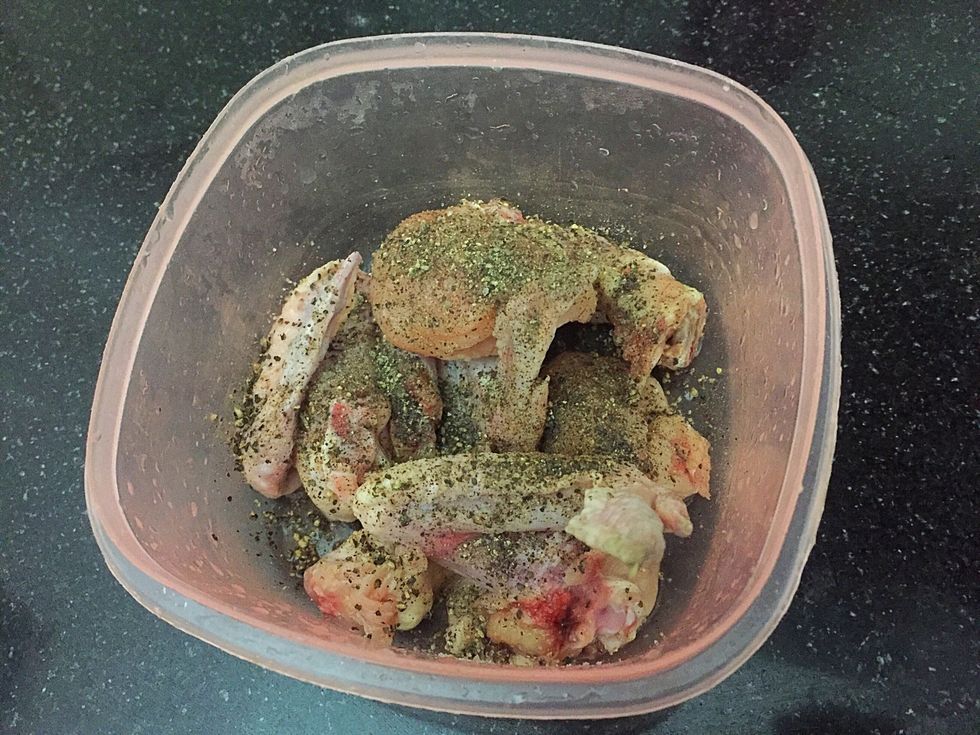 Marinate chicken with salt and black pepper powder