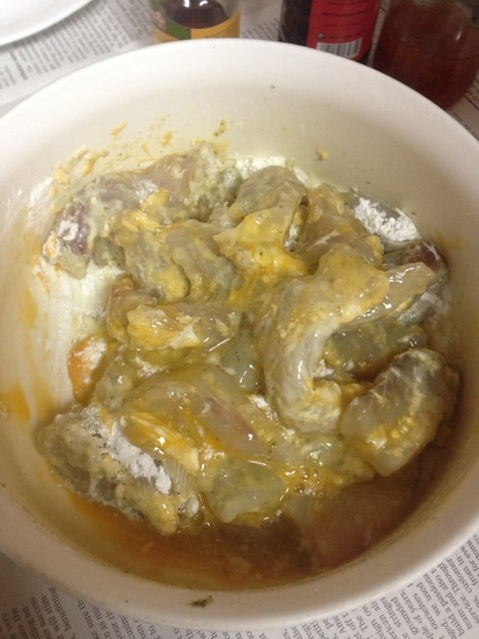 Marinate fish (250g) for an hour with ginger garlic paste (1tblspoon)