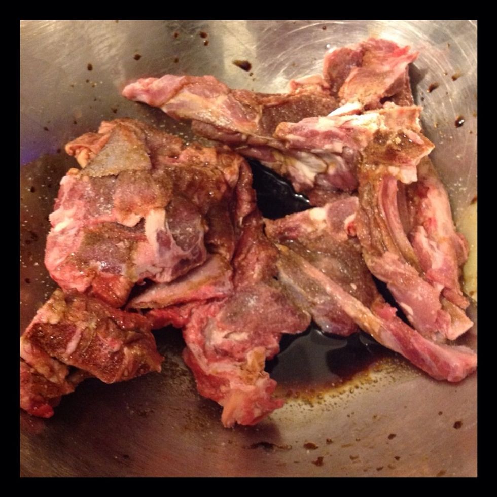Marinate lamb in balsamic vinegar, salt and pepper. I left it over night.