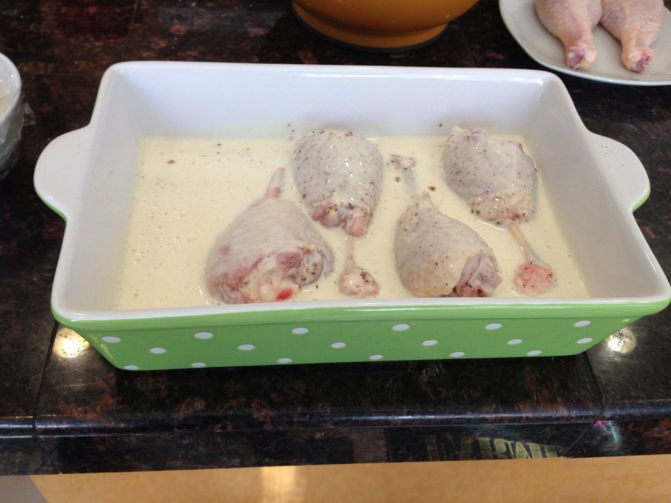 Marinate the drumlettes. It's best to give them time to marinate overnight. I like this recipe because it can be prepared a day ahead, but quickly cooked for a crowd, like on a big game day.