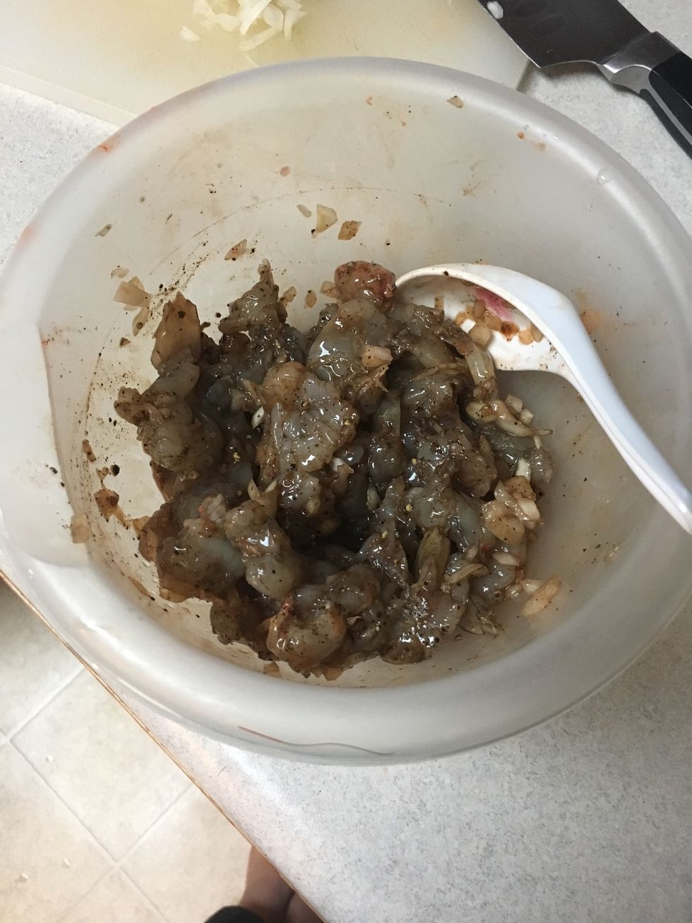 Marinate with yellow onion, 1tsp of pepper, and 3 tbsp of fish sauce