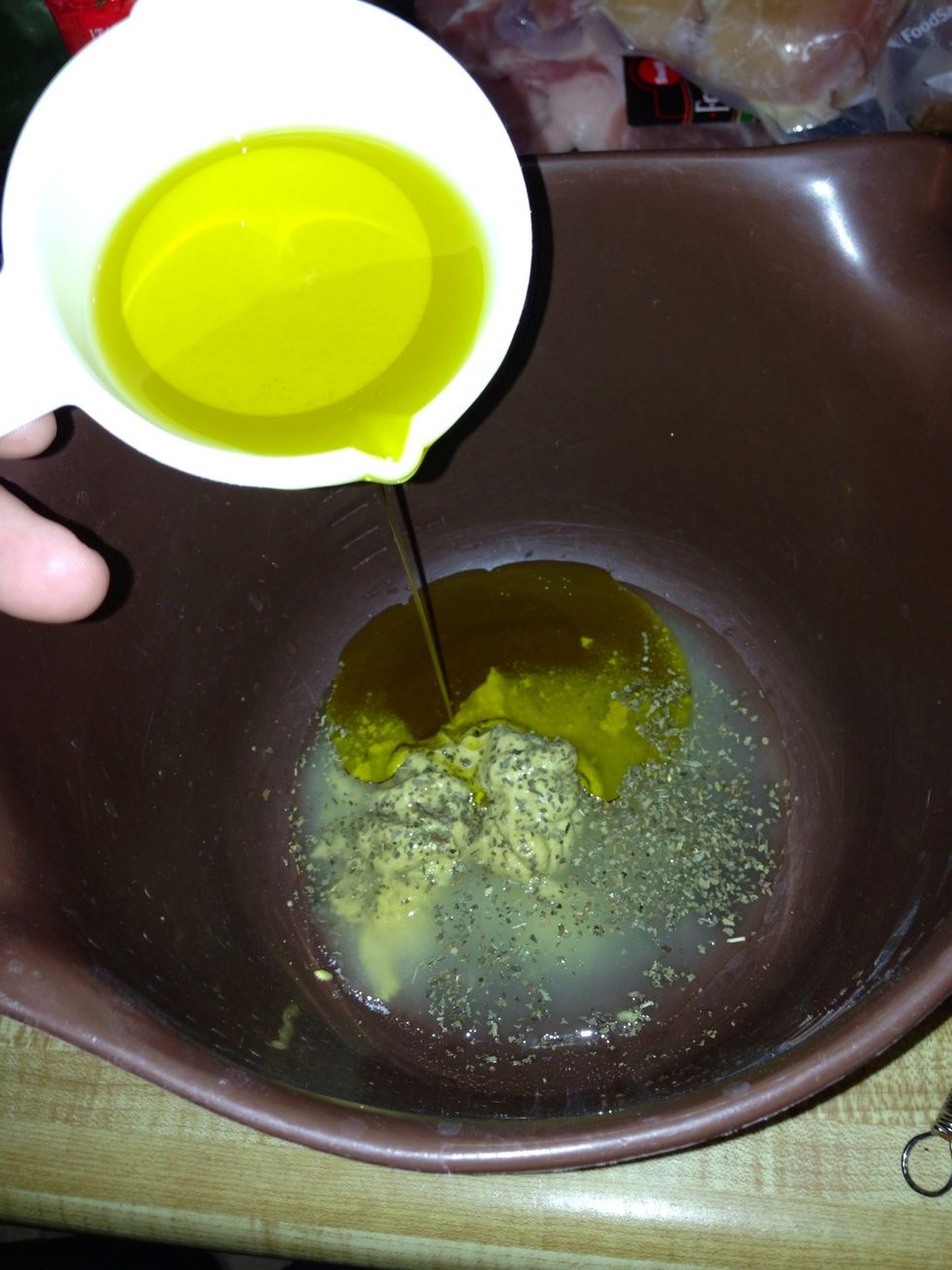 MARINATED ARTICHOKES AND SHRIMP In a small bowl, whisk together the Dijon, vinegar, sugar, salt, and pepper. Slowly drizzle in the oil, whisking constantly, until thick and creamy.