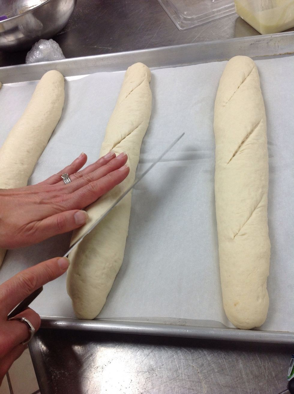 Mark dough with desired slash lines.