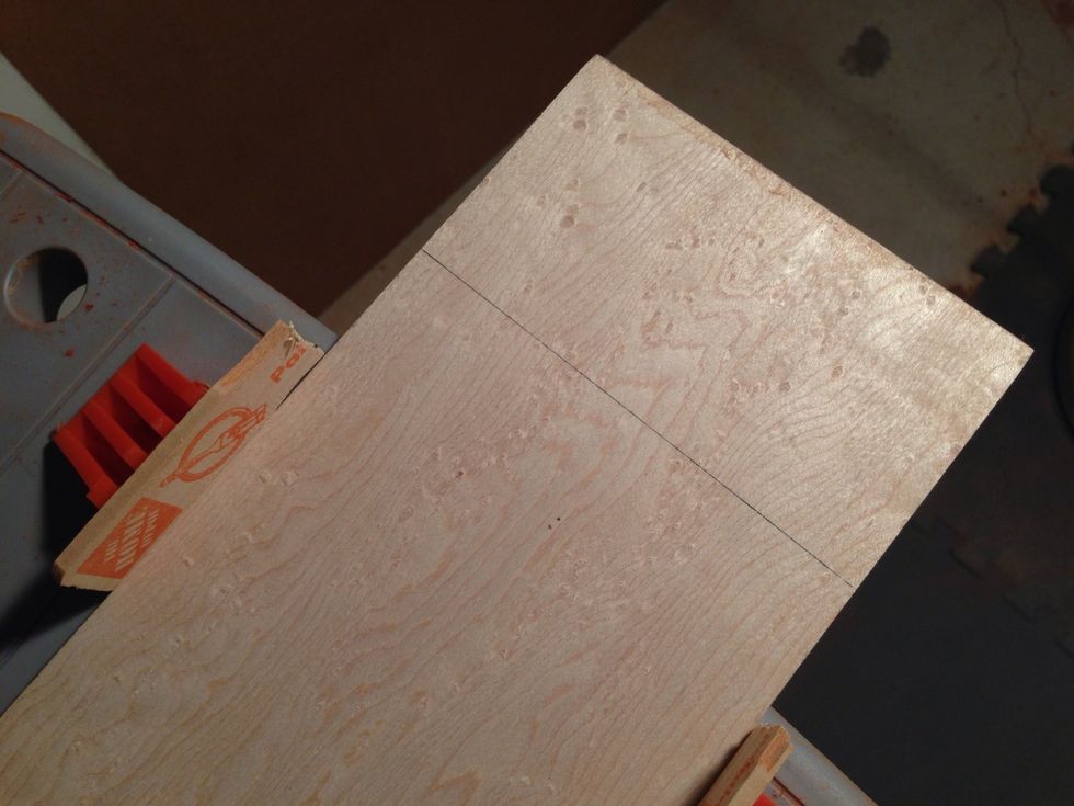 Mark the Birdseye maple  or other wood and carefully measure and prepare to cut.
