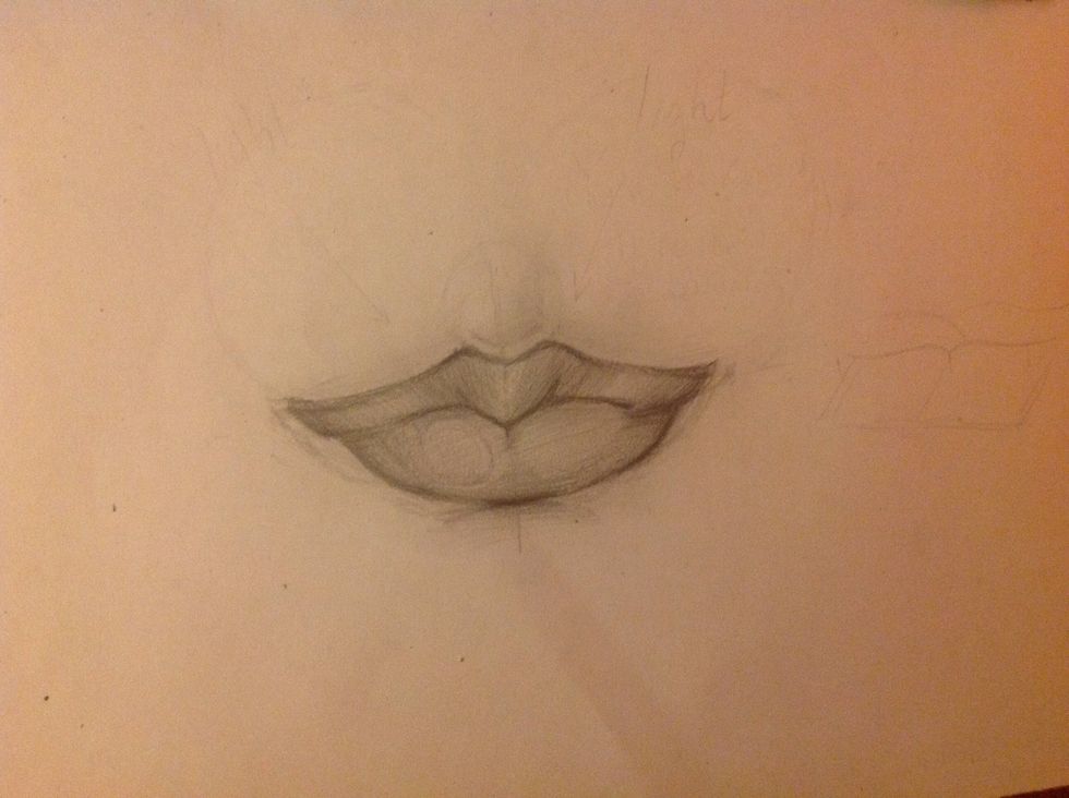 Mark the line between the lips, and other places of the lips if you feel that they are too soft