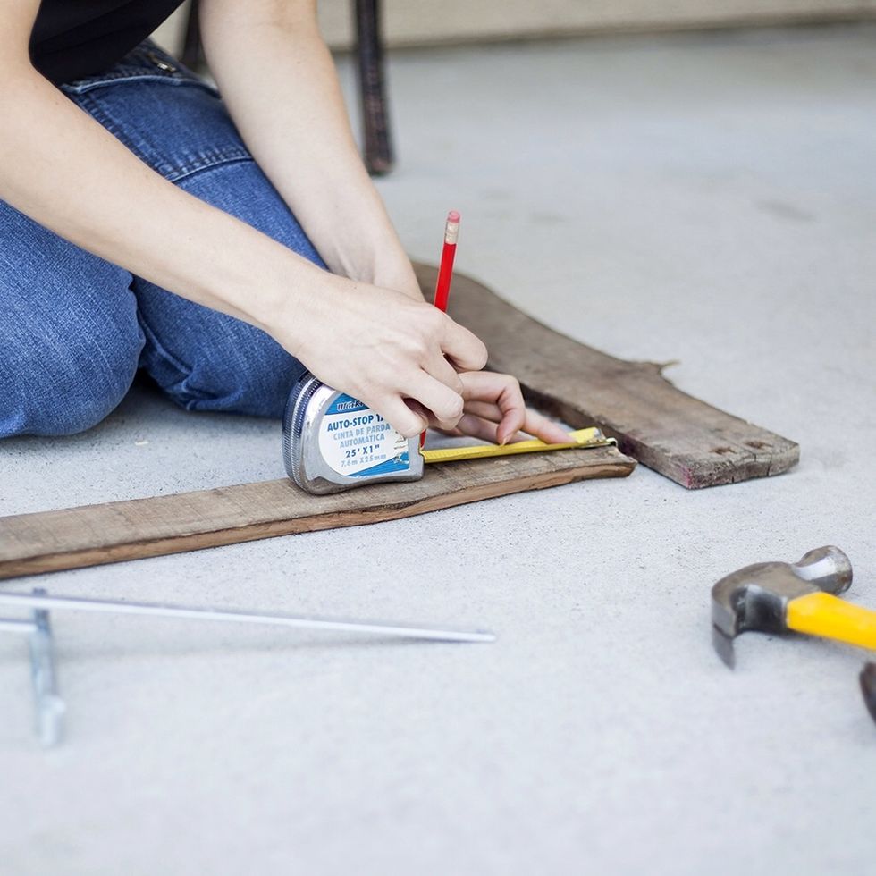 Mark the places on the boards where you'd like to make cuts.