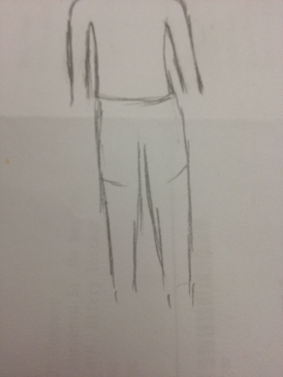 Mark the waist and draw the legs