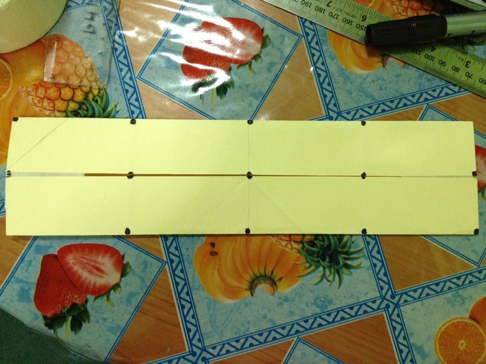 Mark those points with a marker or pencil. Make sure you mark it lightly. I marked it big so that you can see it well. Tap the photo to see the whole picture.