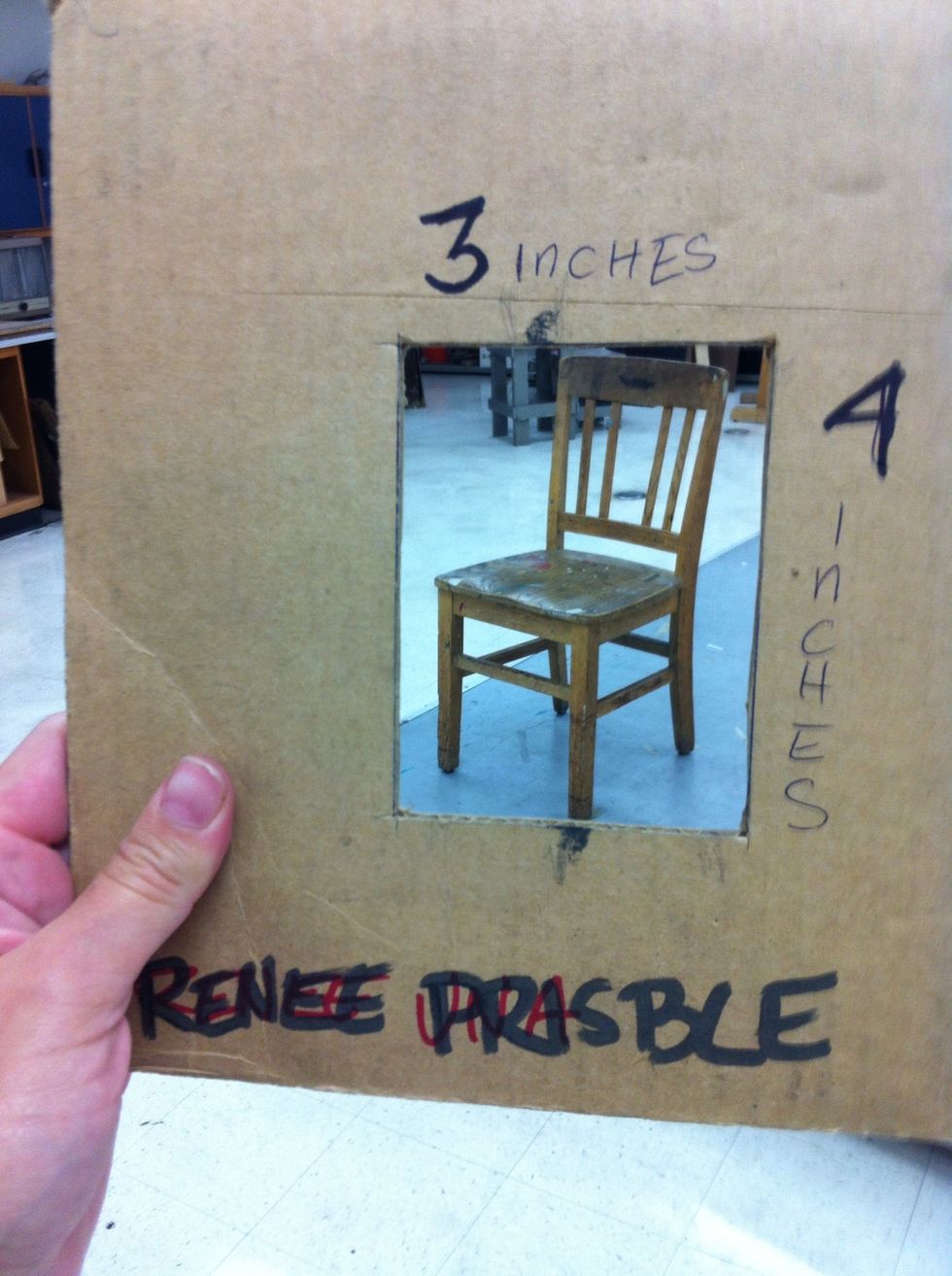 Mark your view finder where the chair touches.