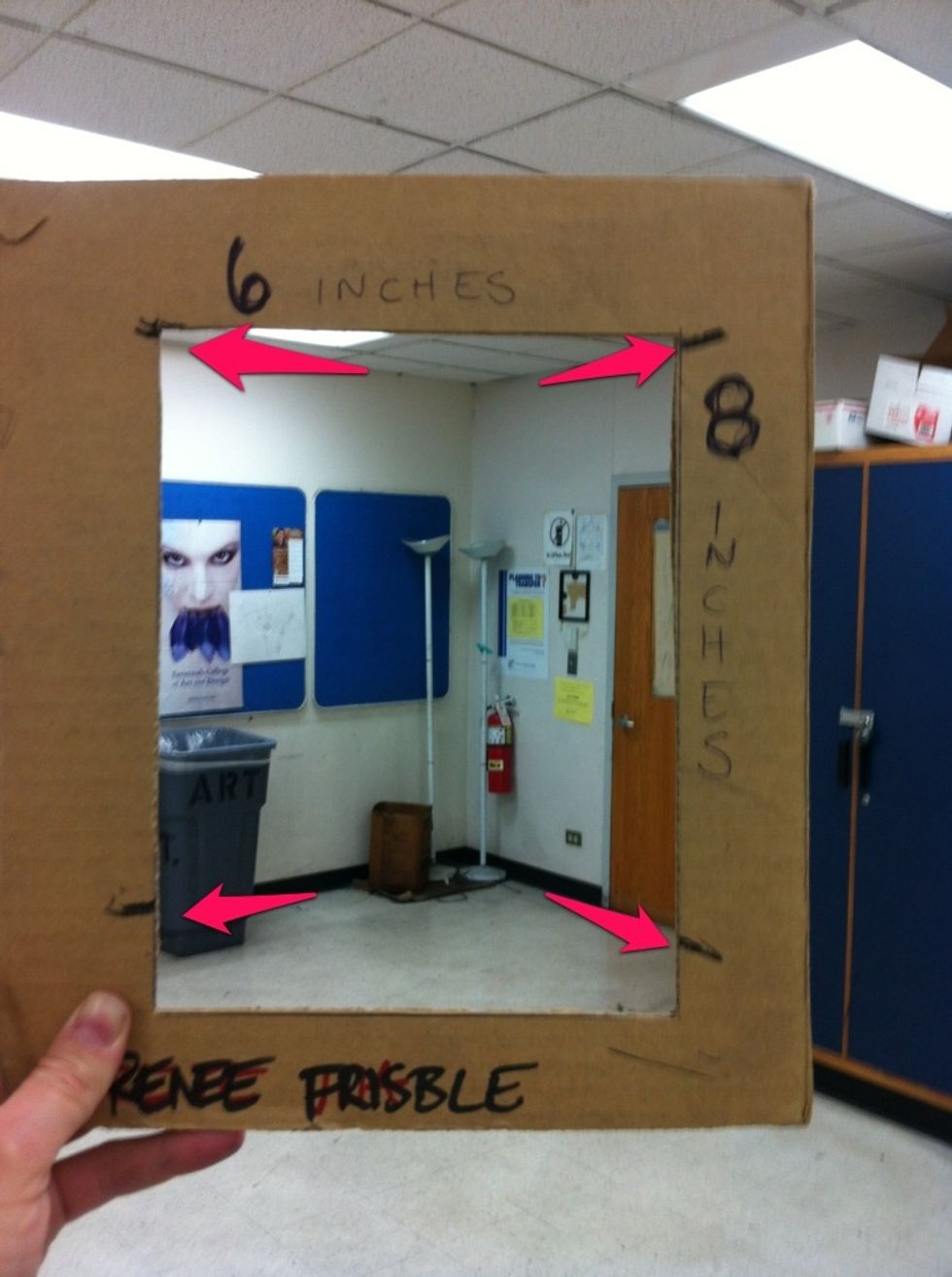 Mark your viewfinder where the floor and ceiling or other major elements touch.