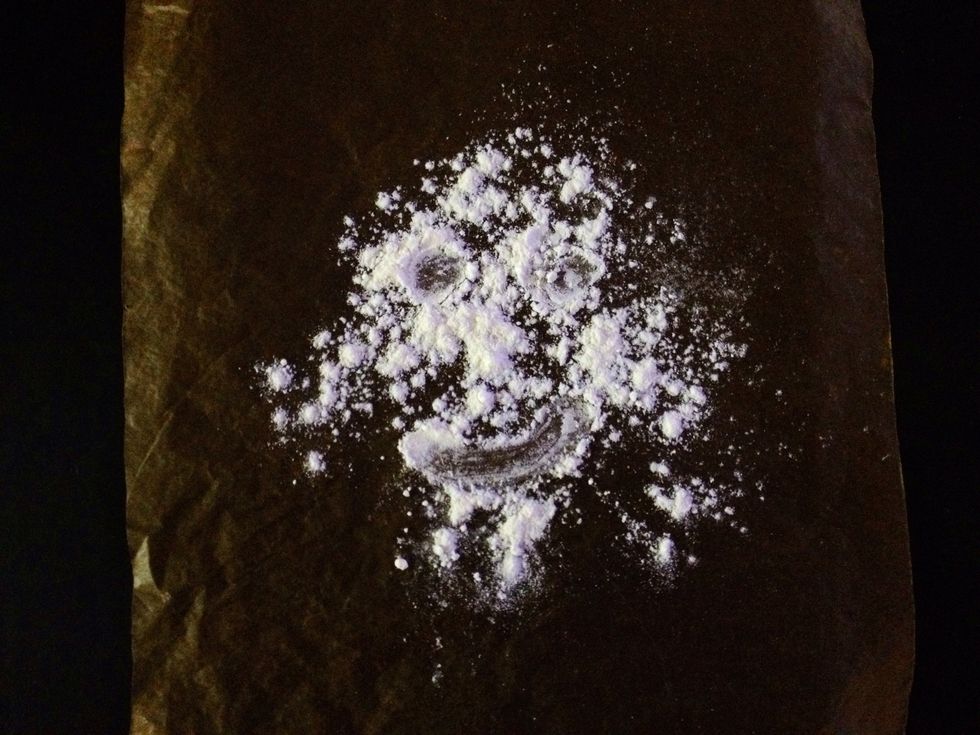 Martha said. "Flour 1 of 2 parchment papers to roll dough in." But if you're using waxed baking paper, I guess you may skip this step.