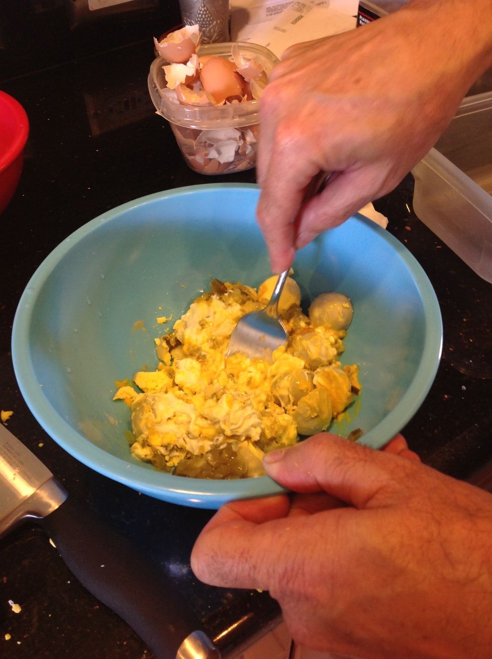 Mash all together until whipped and creamy