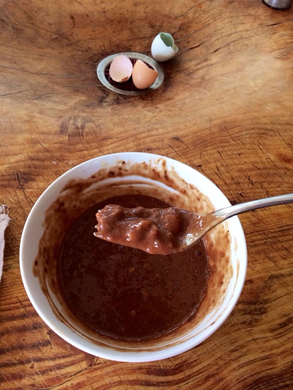 Mash and mix. I used a fork. Some small are chunks are perfect.
