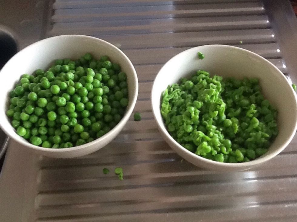 Mash one bowl with a potato masher