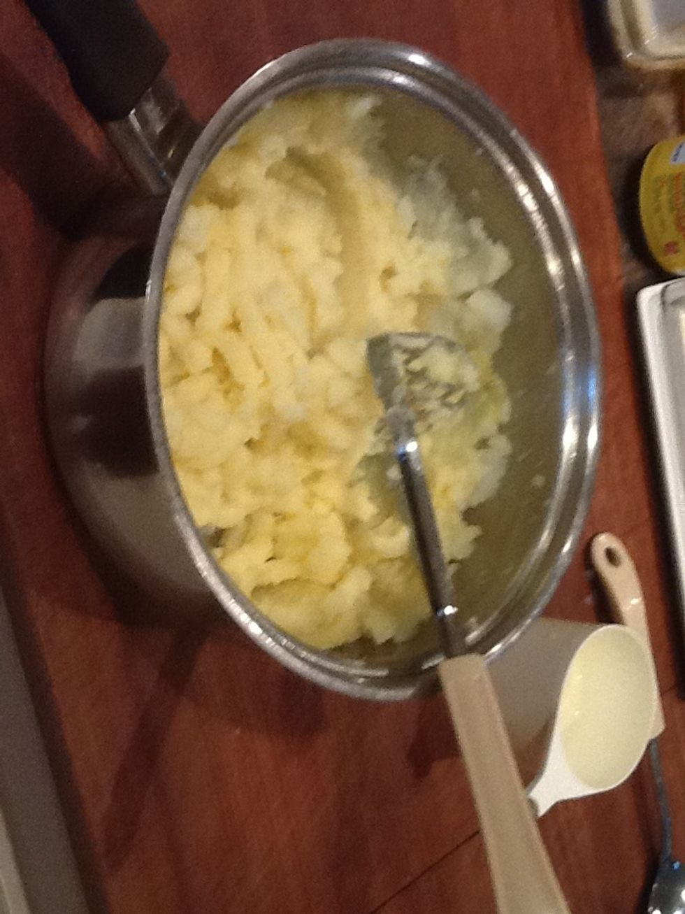 Mash the potatoes.