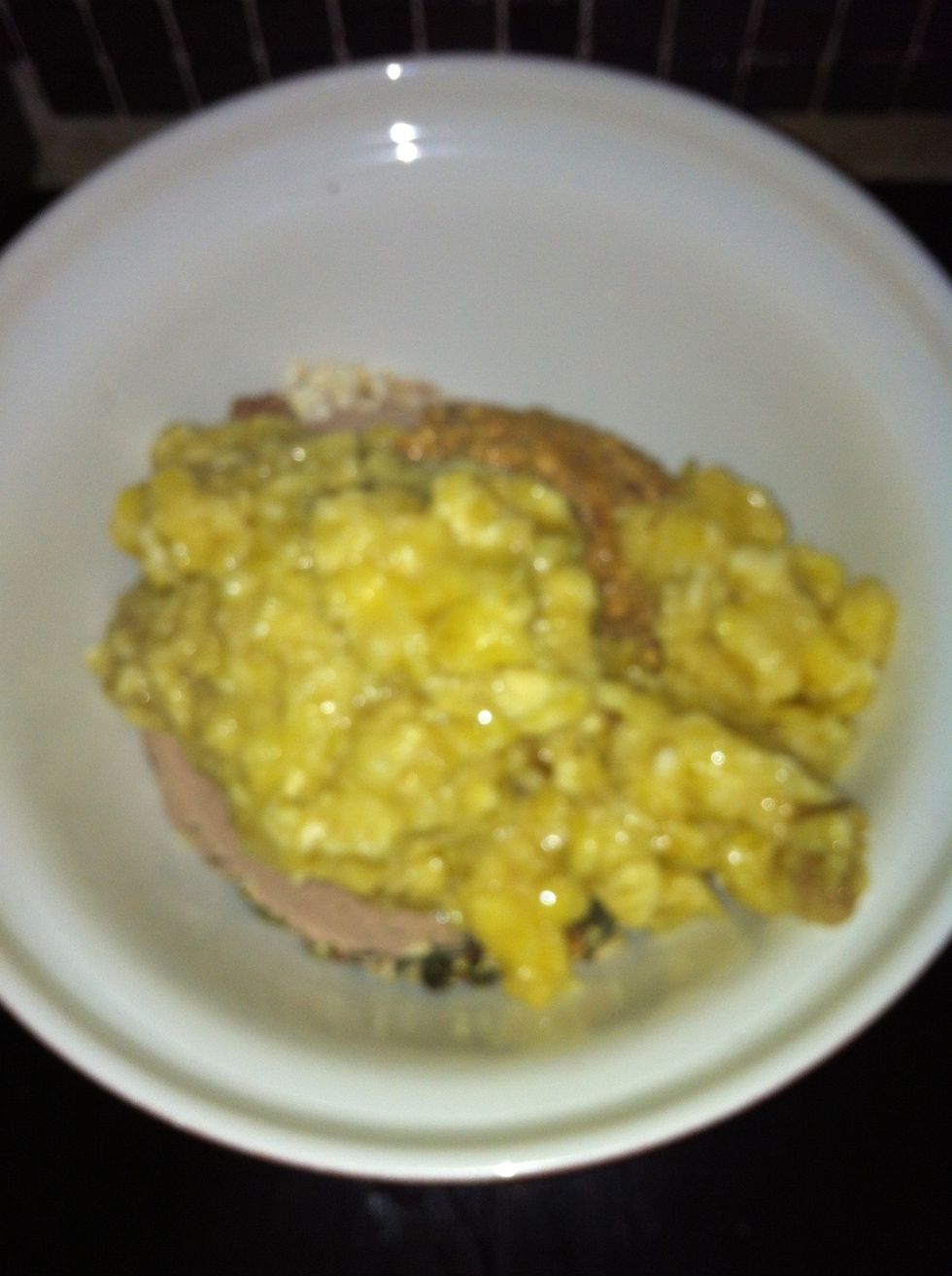 Mash up the banana and mix