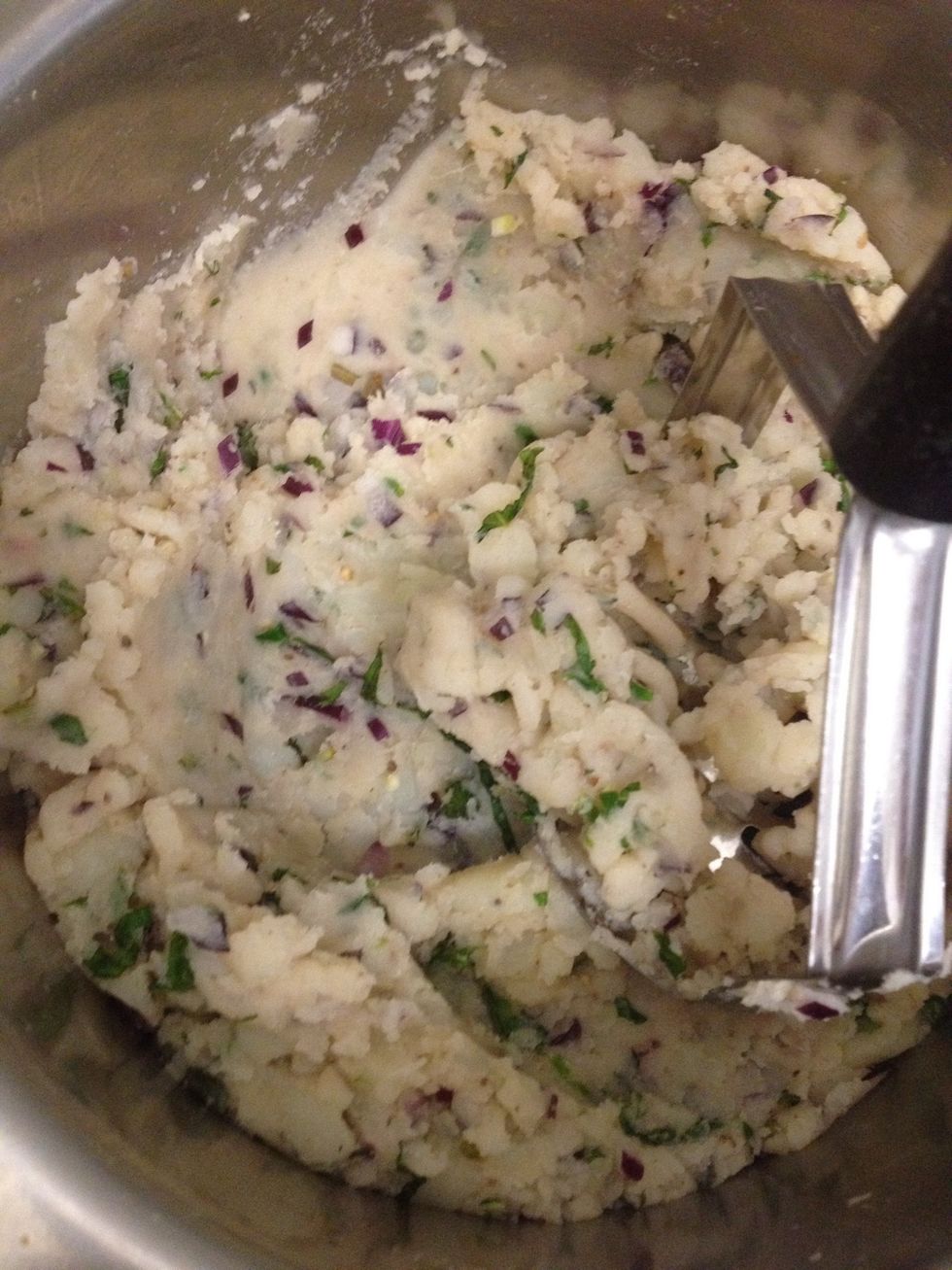 Mash with a Potato masher so that there are no lumps