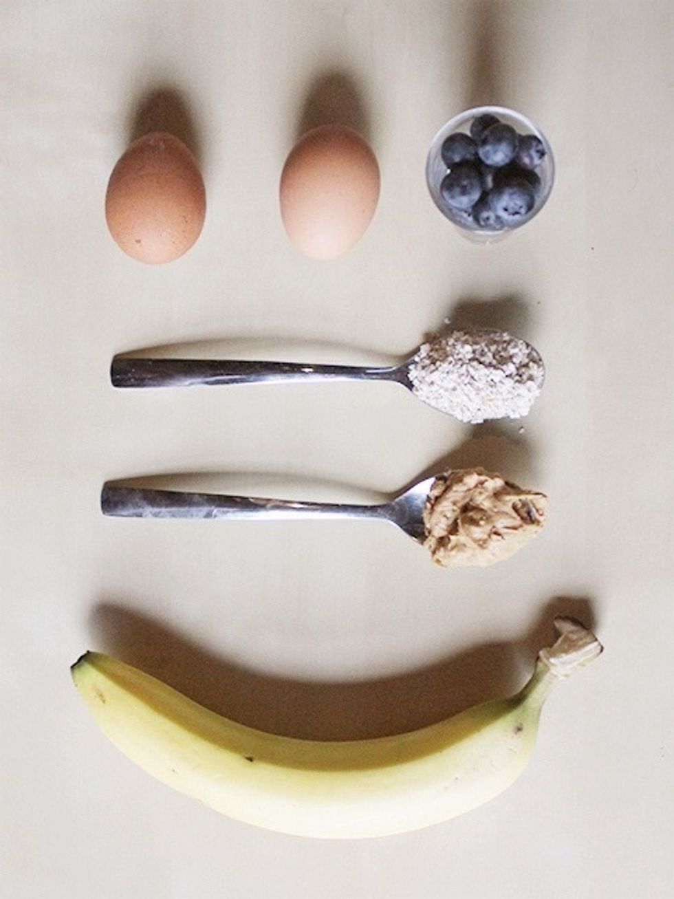 Mash your banana in a bowl using a fork and mix in the eggs until both ingredients are fully combined and the bananas are as lump-free as possible.
