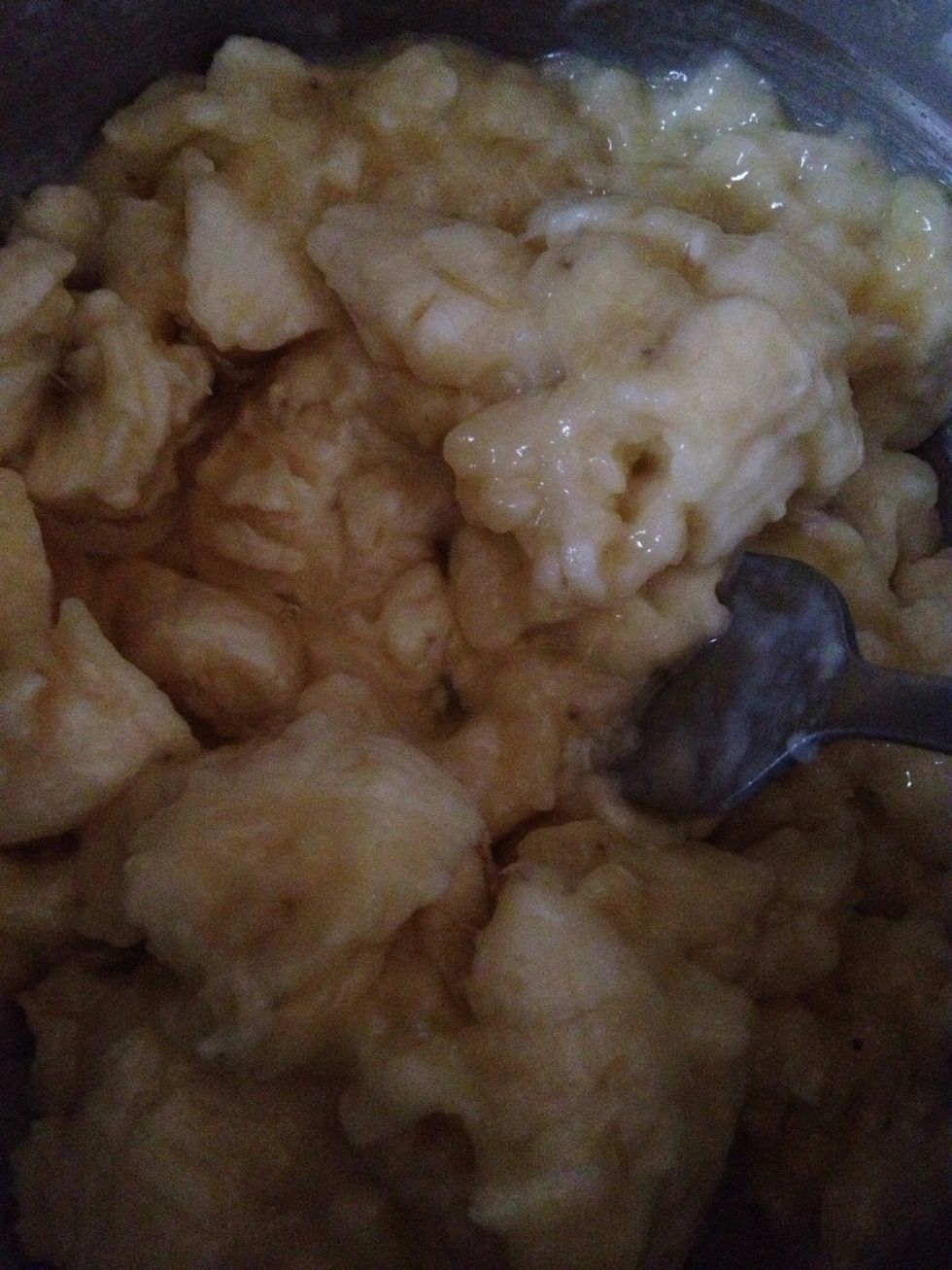 Mash your bananas and add them to your bread crumbs