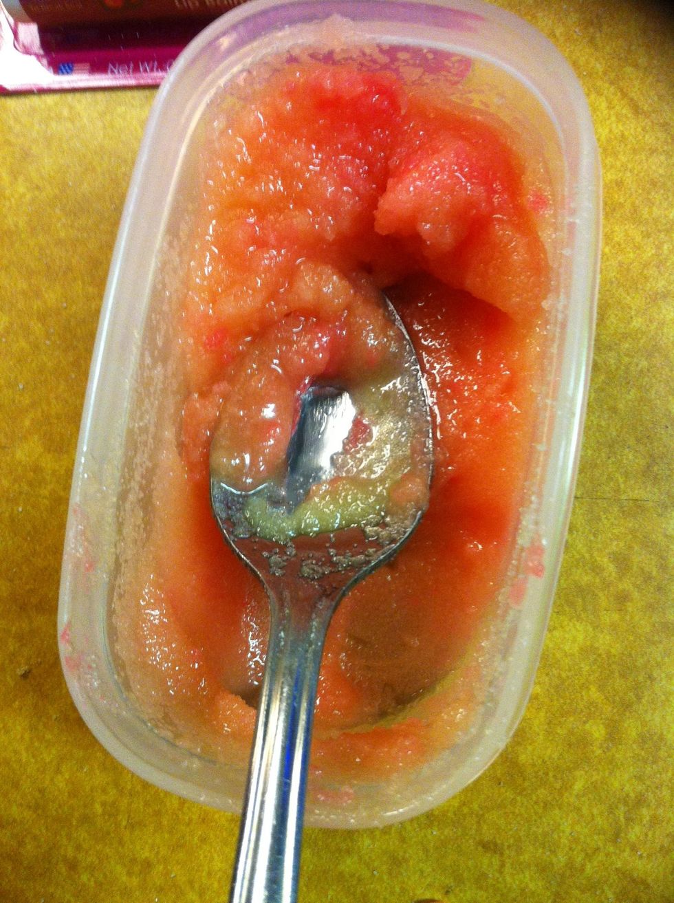 Mashing (I used a spoon ) all ingredients until no more Chapstick pieces are visible .(this part takes patience) mix extremely well . Mash mash mash squish