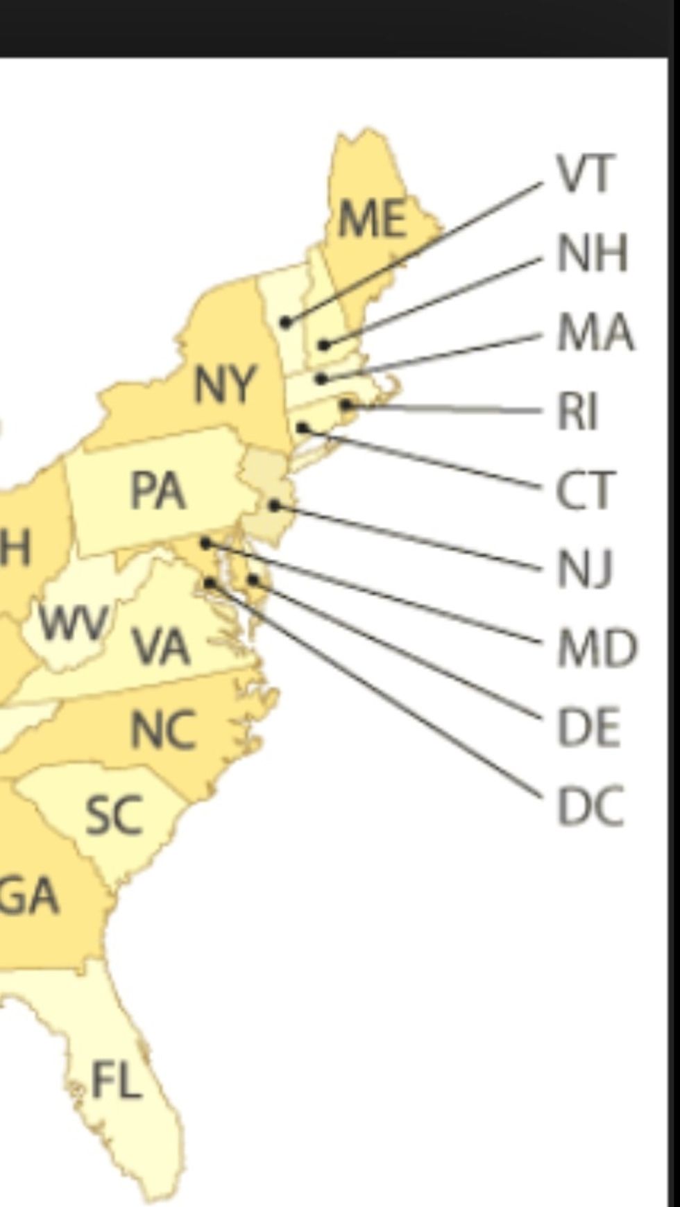 Massachusetts is north of Connecticut south of Vermont and New Hampshire