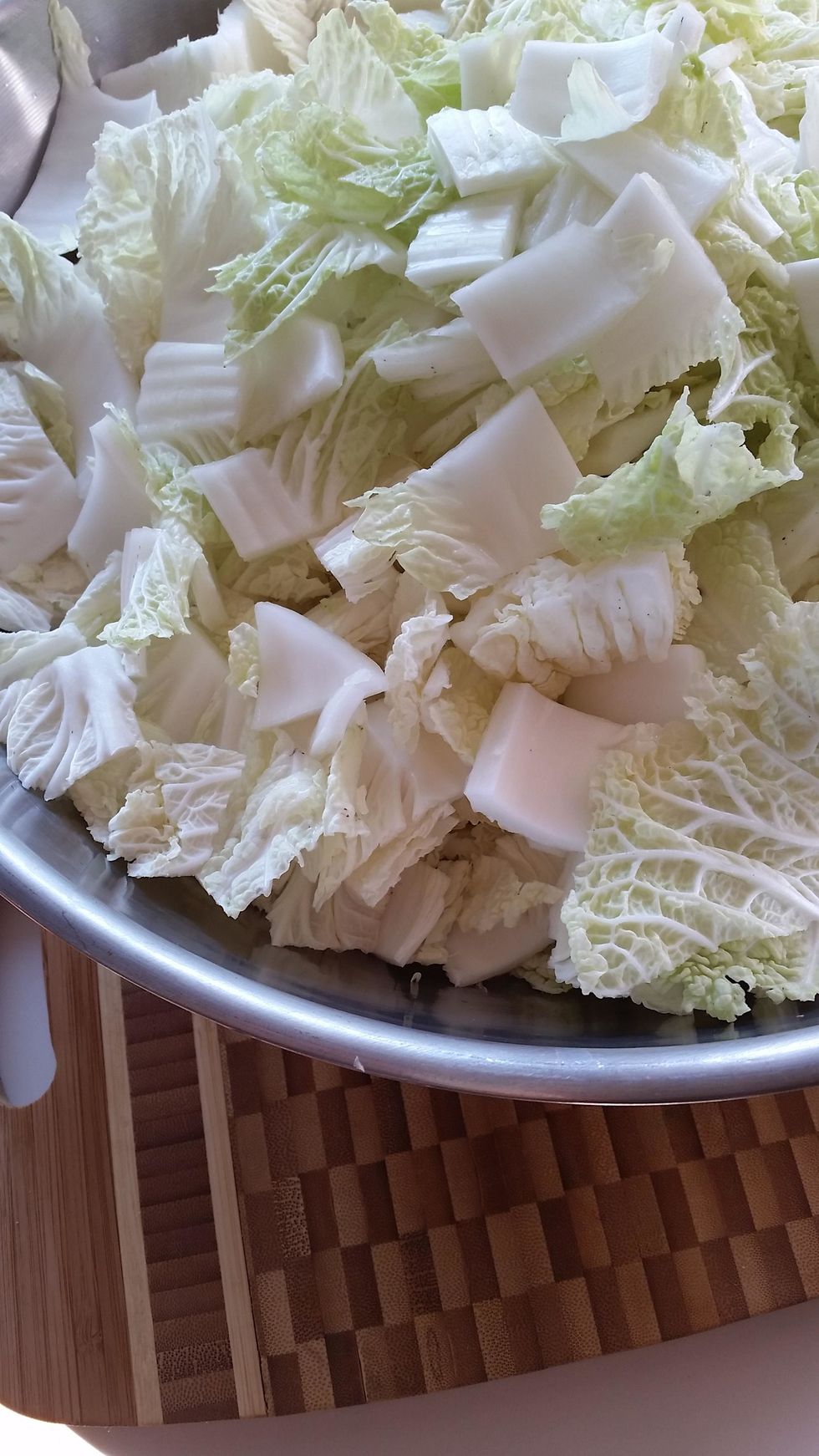 Massage the salt into the cabbage until it starts to soften a bit