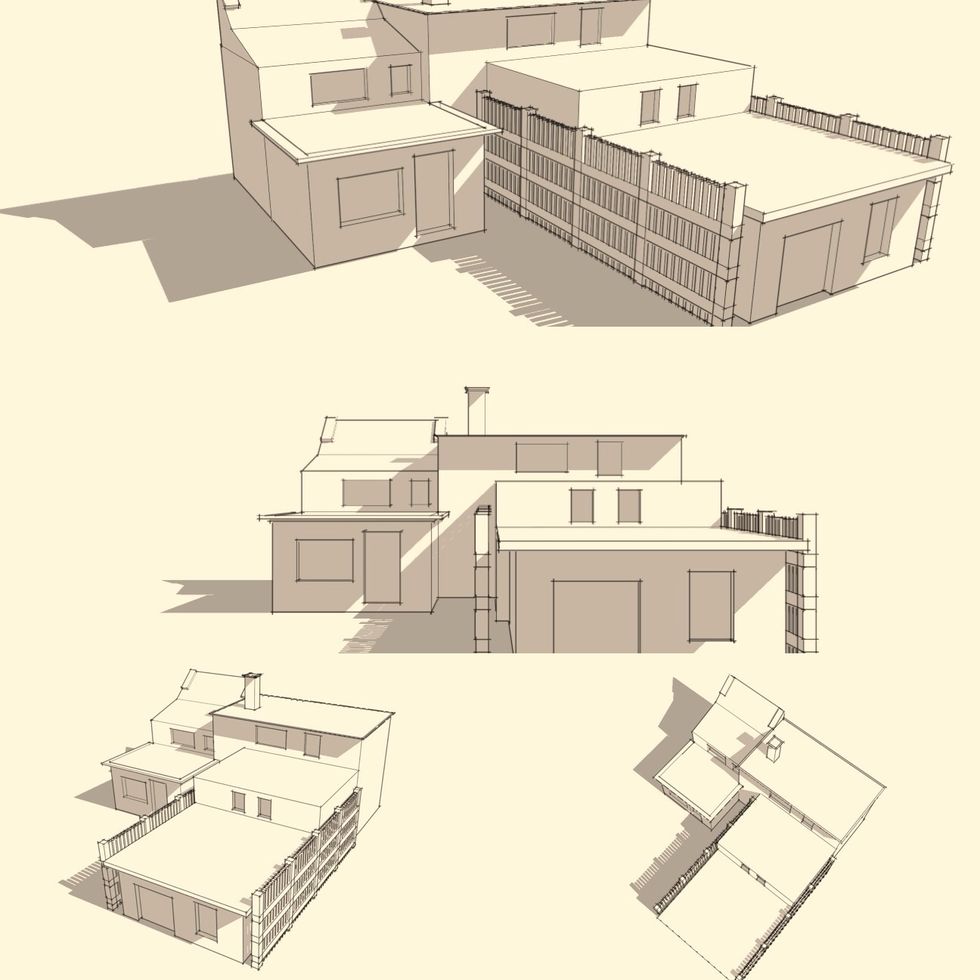 MASTERPIECE! This sketch was done in a matter of minutes. I did the layout in an app called DIPTIC for the iPad. All you have to do is change the camera angle and you have a new view of your sketch.