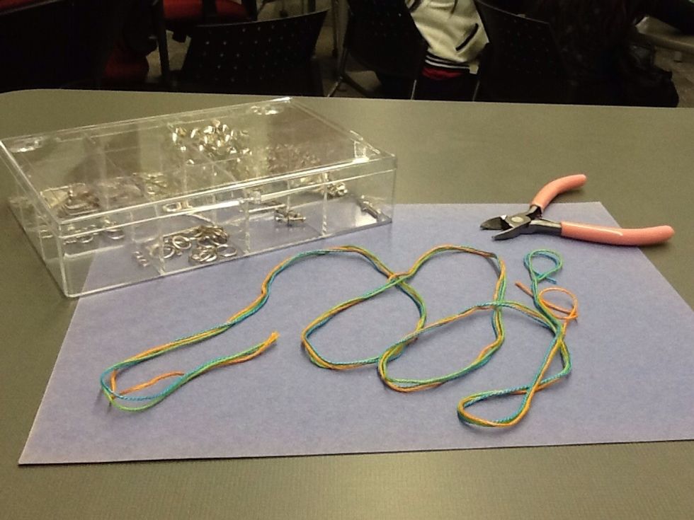 Materials: embroidery threads (three colours of your choice each 4ft in length)