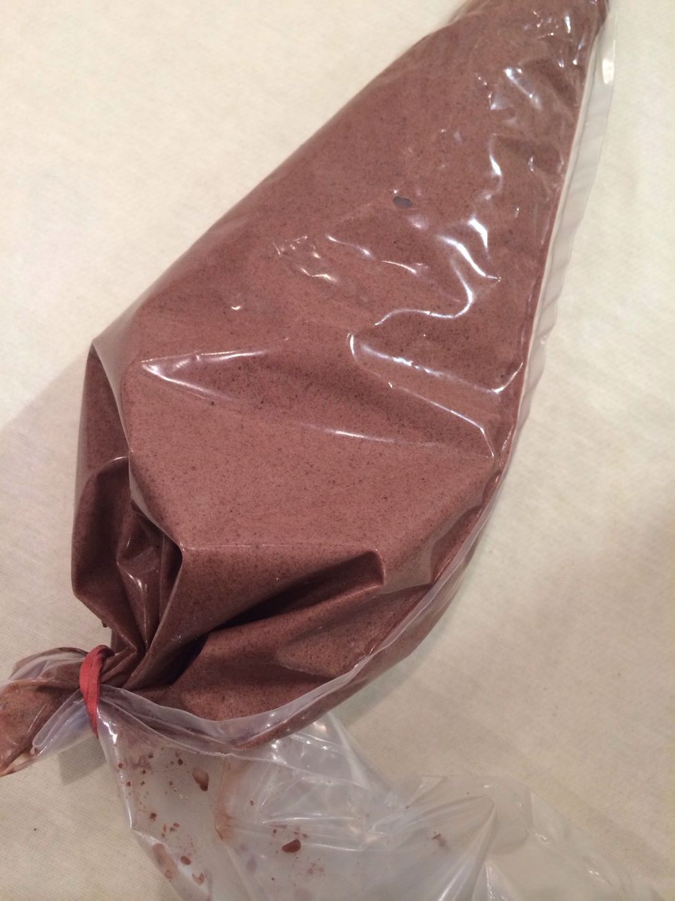 May be it is a good idea to secure the piping bag with a rubber band