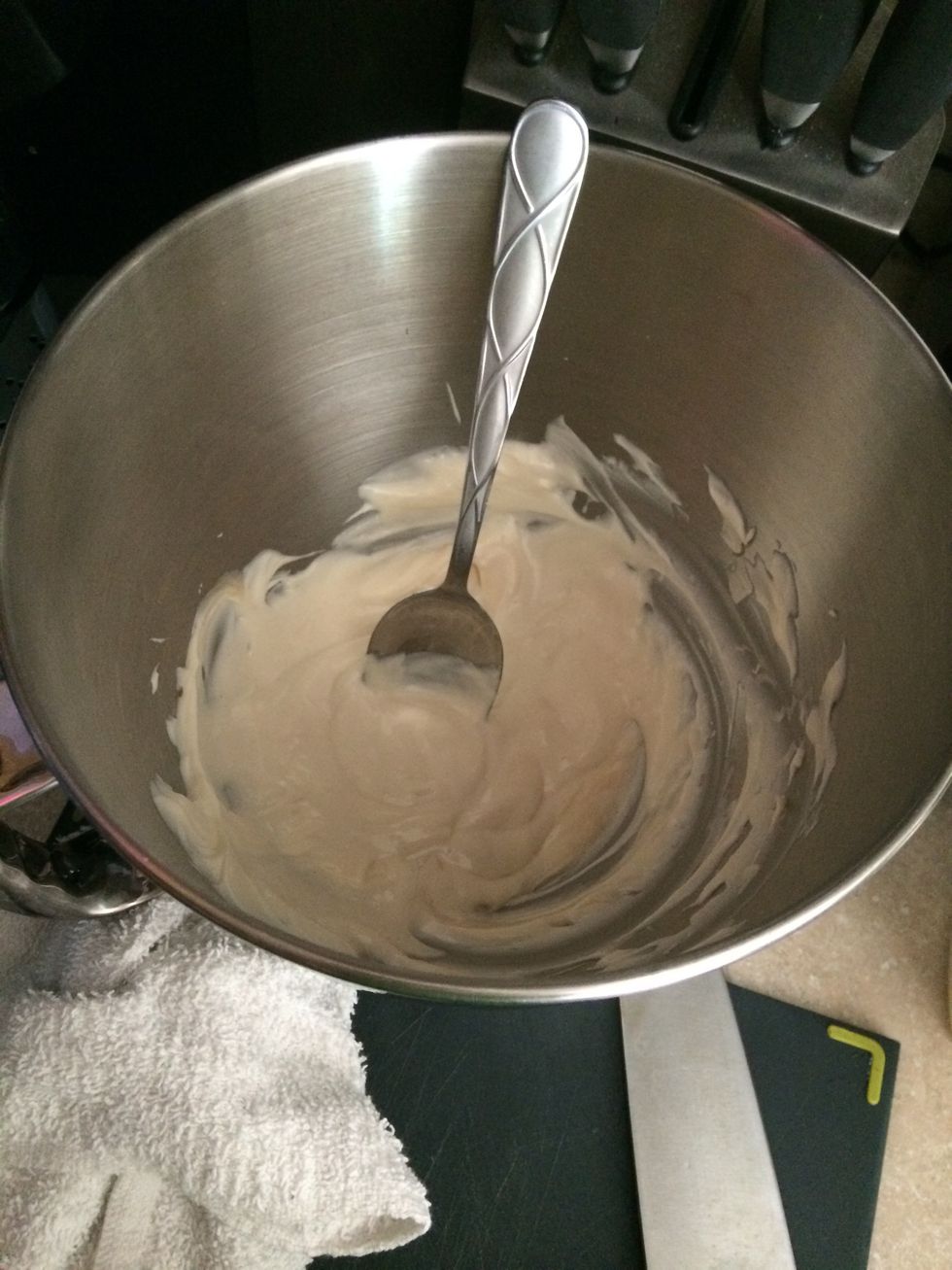 Mayo in the mixing bowl