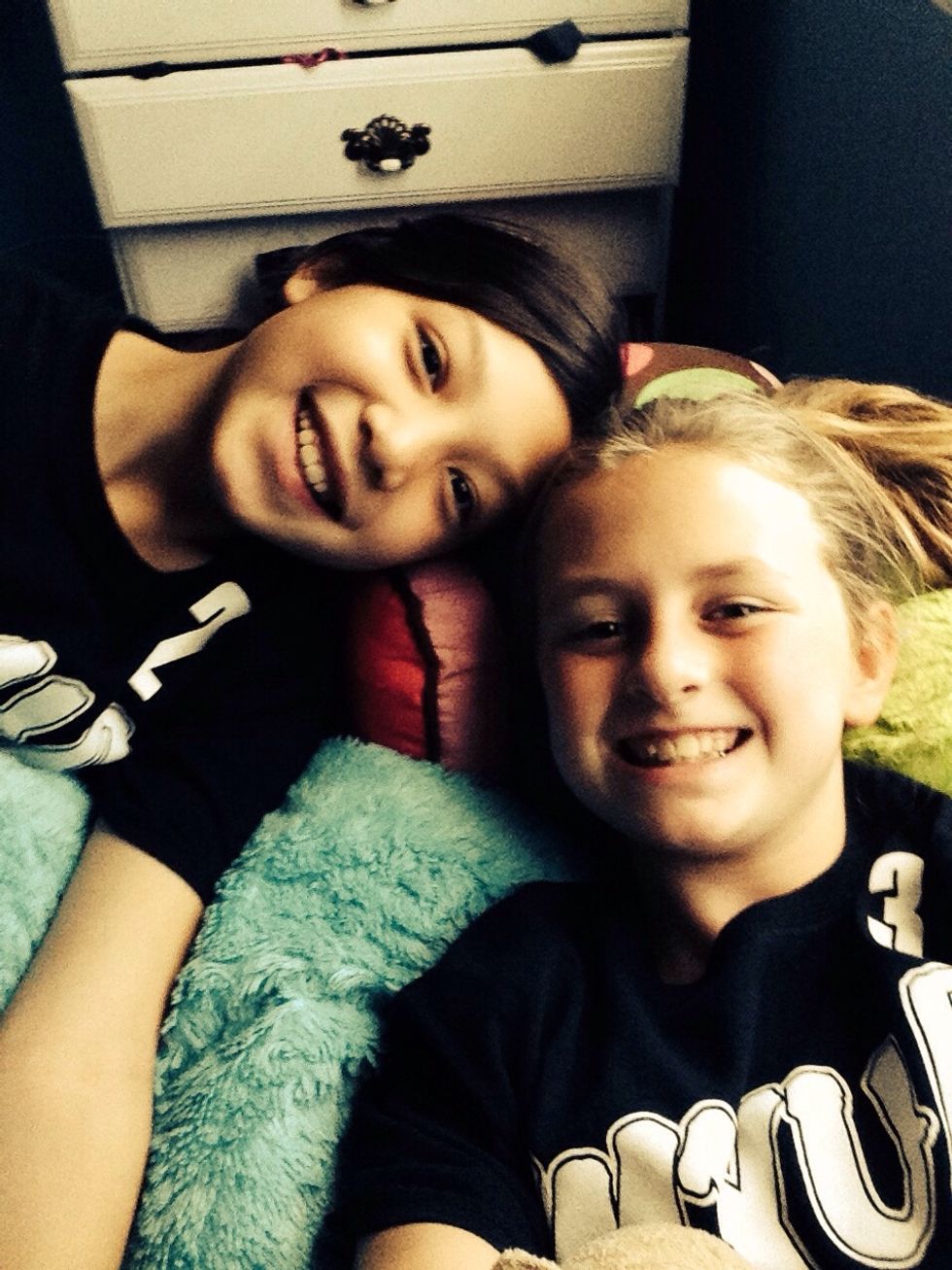 Me and Syd after volleyball game at house playing and she is sooooo sweet and a goos friend