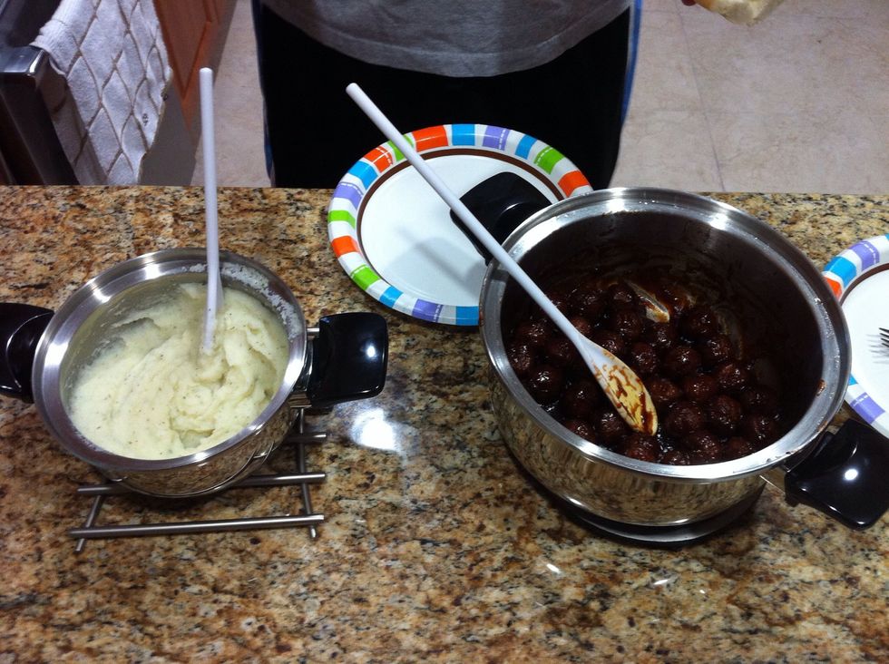 Meal for 2: This is half a bag of meatballs served with mashed potatoes. So many different options with this yummy dish...For parties: I like to take my meatballs outdoors in the Crockpot to keep warm