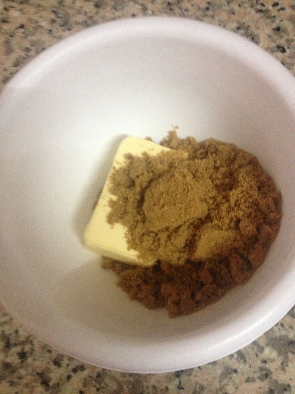 Mean while u can make the topping by mixing the sugar and butter together