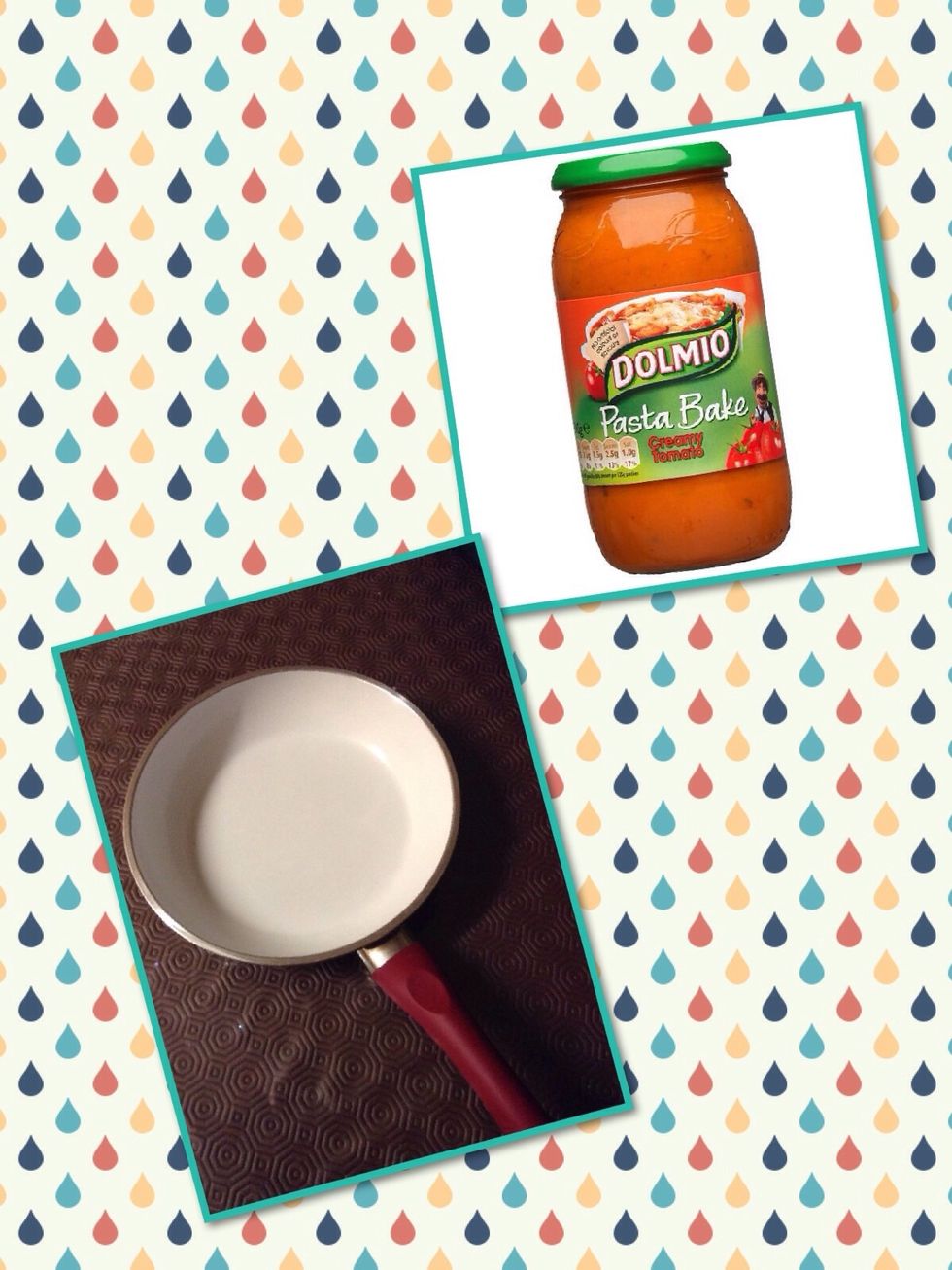 Mean while your pasta is boiling, take another saucepan and add the sauce in it, and keep it aside to warm up. Turn the heat of after the first boil. I used a 20 cm ceramic pan.