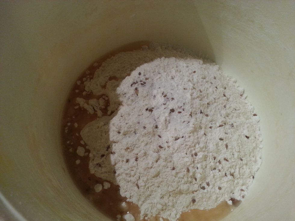 Meanwhile add all the ingredients for the samosa dough in a clean dry bowl.