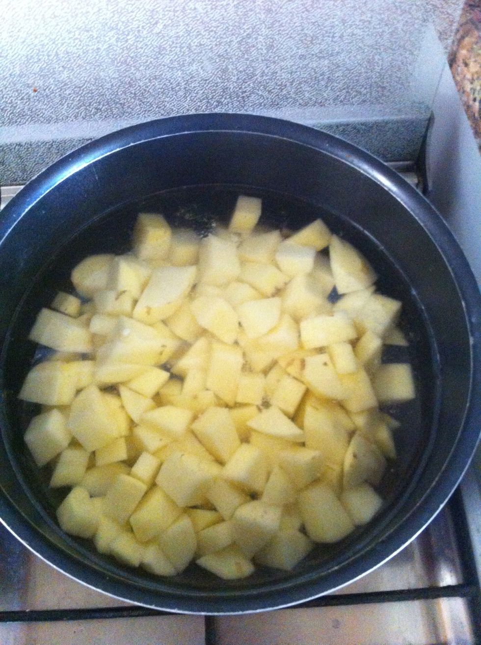 Meanwhile, boil the potatoes until soft, ad salt to taste if needed