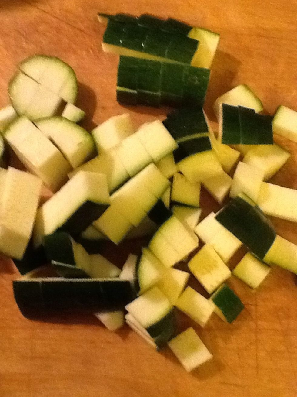 Meanwhile chop a courgette into small chunks