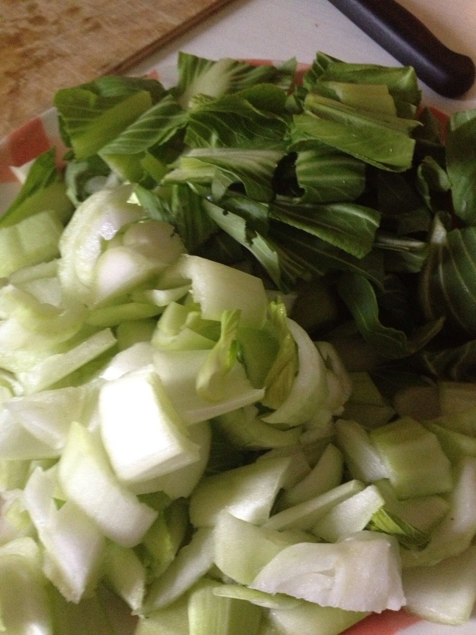 Meanwhile chop the bok choy