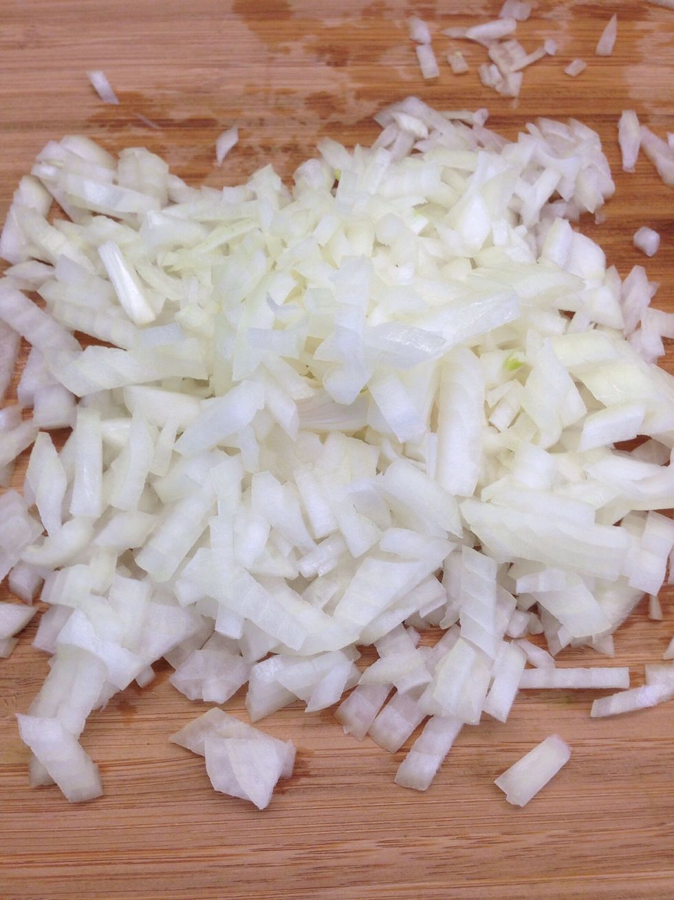 Meanwhile, chop the onion finely