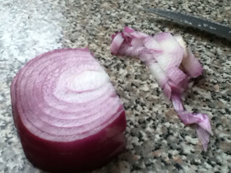 Meanwhile chop the onion into small pieces
